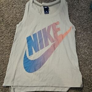 Nike Gray Muscle Tee with Multicolor Logo